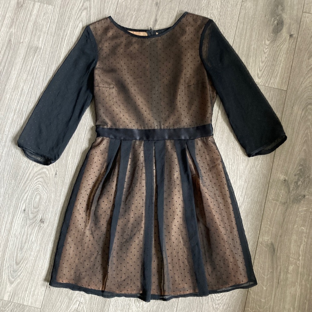 Forever 21 classy mini midi mesh polka dot dress three quarter sleeve